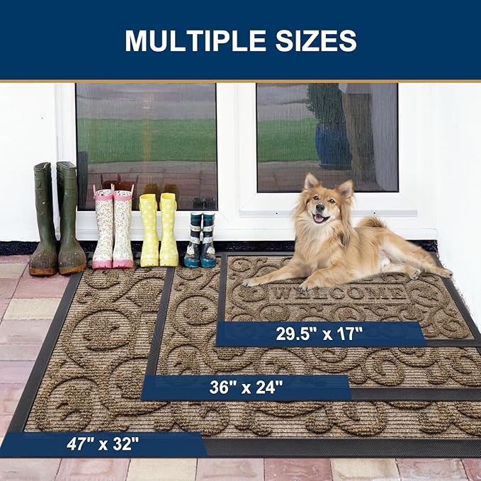 Smiry Welcome Door Mat Outside Entrance, Heavy Duty Trap Dirt and Moisture Easy - Image 2