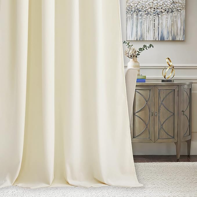 RYB HOME Ivory White Velvet Curtains 72 inches - Image 6