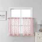 Lecloud Leia 24 Inch Valance Pink Sheer Curtains Tiers by Lecloud