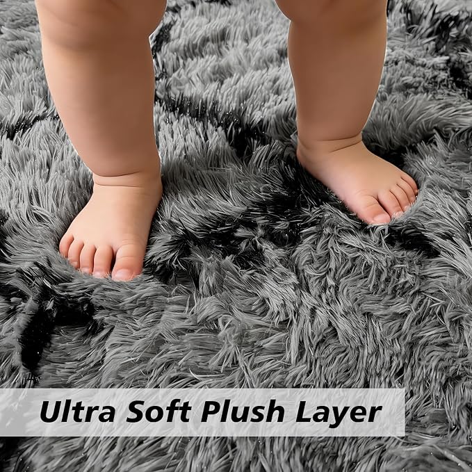 6x9 Fluffy Area Rugs for Living Room, Shag Area Rug for Bedroom, Geometric Soft - Image 2
