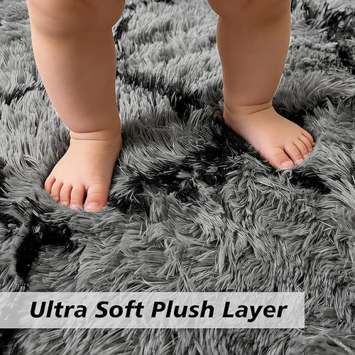 6x9 Fluffy Area Rugs for Living Room, Shag Area Rug for Bedroom, Geometric Soft - Image 2