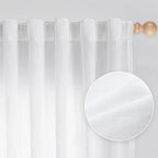 MYSKY HOME White Curtains 95 Inches Long Semi Sheer Drapes Light Filtering by MYSKYHOME