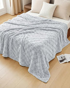 Utopia Bedding Cool Grey Checkered Fleece Twin Blanket - Image 5