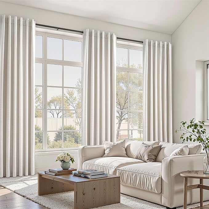 Cream Birch 84 Inch Longth 40 Inch Wide 100% Blackout Curtains 2 Panels Set - Image 3