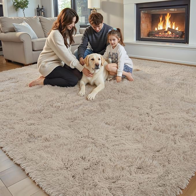 Area Rugs 9x12 Living Room, Shaggy Carpet Soft Plush Furry Bedside Rug Large - Image 2