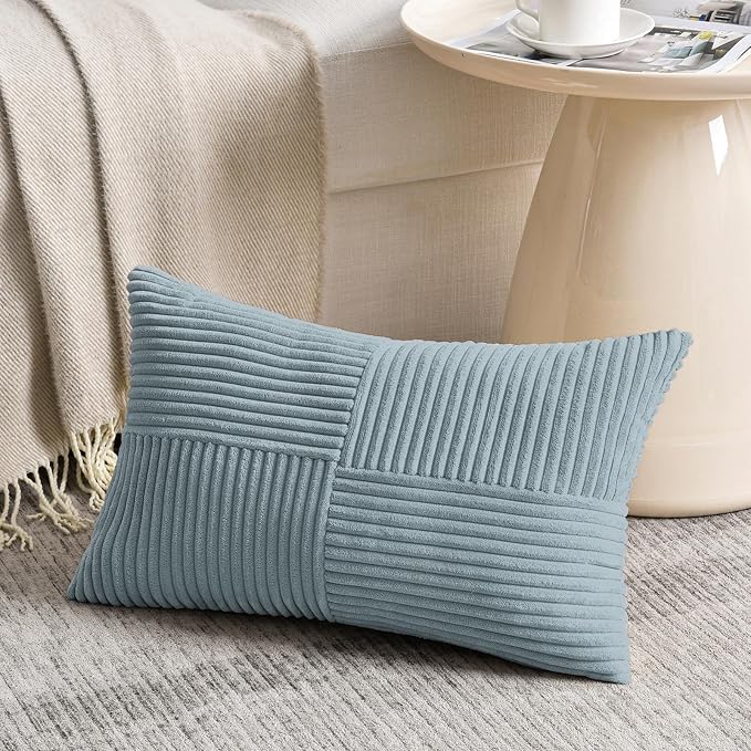 Fancy Homi Set of 2 Light Blue Long Lumbar Decorative Throw Pillow Covers 16x24 - Image 2
