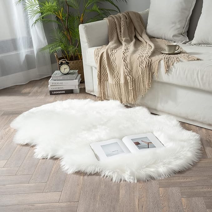 MIULEE Luxury Soft Fluffy Area Rug 3x5 Feet, Faux Fur Sheepskin Rug Decorative - Image 6