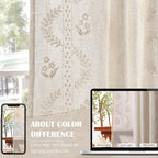 jinchan Belrose Lined Linen Blend Curtains Boho Floral Curtains - Image 8