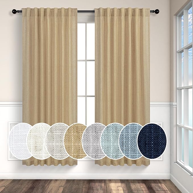 Burlap Color Curtains 63 Inch Length by Pitalk
