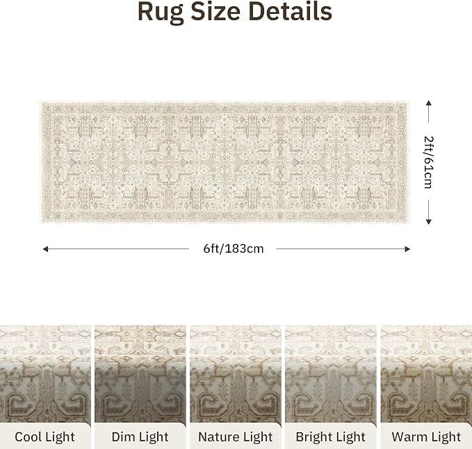 2x6 Hallway Washable Runner Rug - Image 2