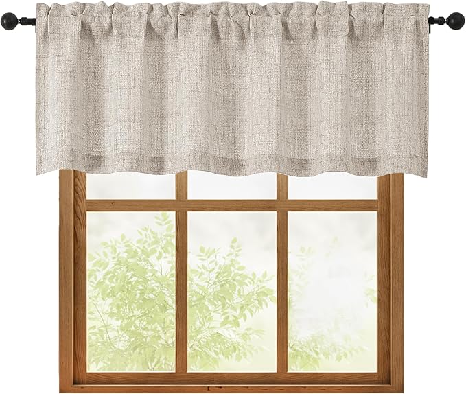 OWENIE Linen Valances for Windows 1 Pcs 18 Inch Length, Light Filtering by OWENIE