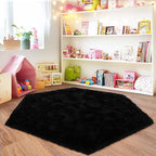 4x4.6 Feet Black Hexagon Rugs for Bedroom, Ultra Soft Fluffy Hexagon Area Rug - Image 6