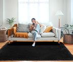 ONASAR Black Area Rugs for Bedroom Living Room, Fluffy Fuzzy Shaggy 4x6 Bedside - Image 8