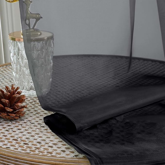 Black Sheer Curtains 84 Inches Long 2 Panels Set - Image 5