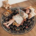 Area Rugs 4ft Washable Non-Slip, Floral Vintage Distress Print Pattern by RELEANY