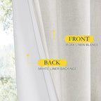 NICETOWN 100% Blackout Linen Texture Curtains 72 inches Long, Thermal Insulated - Image 5