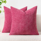 MIULEE Pack of 2 Couch Throw Pillow Covers 18x18 Inch Soft Hot Pink Chenille by MIULEE