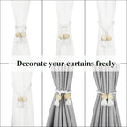 4 Pack Magnetic Curtain Tiebacks Cotton Hand Woven Tie Back Decorative Rope - Image 5