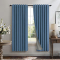 Denim Blue Living Room Black Out Curtains 63 Inch Long Insulated Thermal by Pitalk