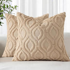 decorUhome Throw Pillow Covers 24x24 Inch Set of 2, Soft Plush Faux Wool Light by decorUhome