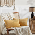 Fancy Homi 2 Packs Gold Yellow Lumbar Decorative Throw Pillow Covers 14x24 Inch - Image 6