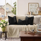 GIGIZAZA Black Velvet Pillow Covers 16x16, Decorative Square Throw Pillows - Image 2