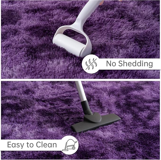 Goideal Fluffy Runner Rug for Bedroom Living Room, 2x6 Purple Bedside Rugs - Image 7