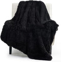 Bedsure GentleSoft Fuzzy Sherpa Faux Fur Twin Blanket Black Cozy Gifts by BEDSURE