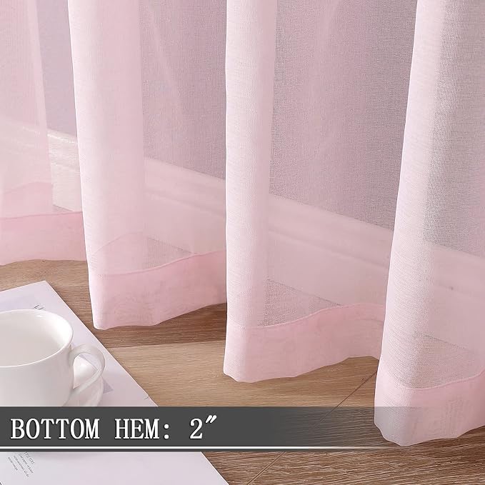 Tollpiz Sheer Curtains Linen Textured Living Room Curtain Sheers Light - Image 4