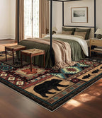 YIHOUSE Rustic Cabin Area Rug 6x9, Machine Washable Lodge Bear Rug, Non-Slip - Image 3