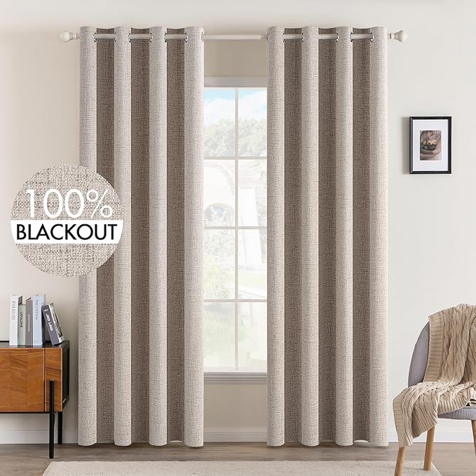 MIULEE Blackout Curtains for Bedroom Polyester Texture Thermal Insulated by MIULEE