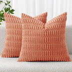 MIULEE Pack of 2 Corduroy Decorative Throw Pillow Covers 18x18 Inch Soft Boho by MIULEE