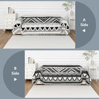 MYSKY HOME Sectional Couch Cover Black Boho Geometric Sofa Covers - Image 3