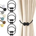 Hion Magnetic Curtain Tiebacks Black 6 Pack, Curtain Tiebacks Buckles Holdbacks by Hion