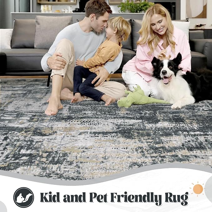 XLUEZ 6x9 Area Rugs for Living Room, Washable Modern Abstract Large Area Rug - Image 3