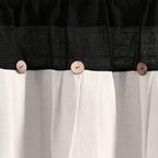Lush Decor Linen Button Farmhouse Valance Curtians 52"W x 18"L Black & White - Image 3