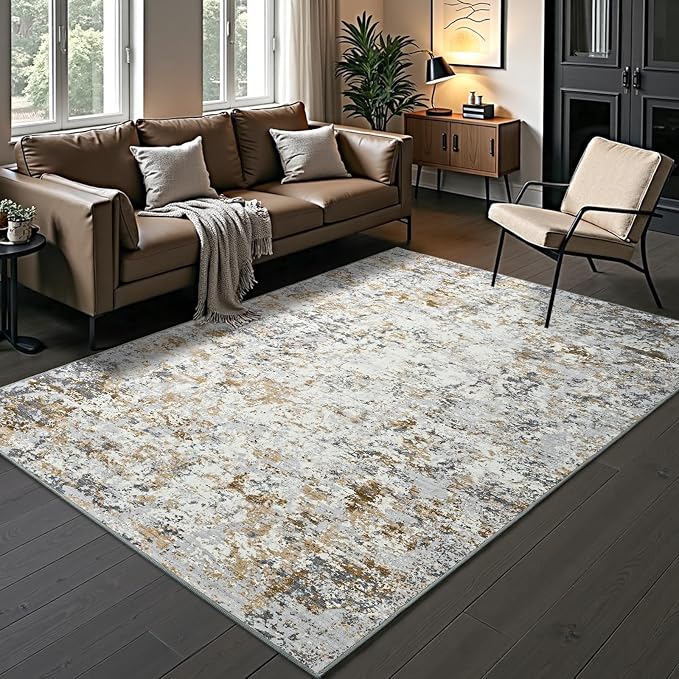 Toneed Abstract Area Rug Modern Washable Rug Soft Non Slip Rug Low Pile - Image 3