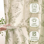 jinchan Floral Curtains Lined Linen Blend Curtain - Image 2