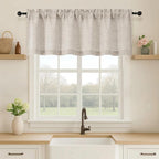 OVZME Valance for Windows, Light Filtering Faux Linen Textured Small Kitchen by OVZME