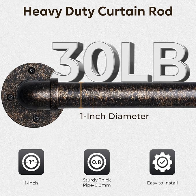Zeerobee Curtain Rods for Windows 48 to 84, 1 Inch Industrial Wrap Around - Image 4