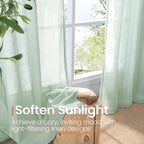 BGment Light Green Linen Curtains 45 Inch Length - Image 5