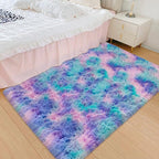Small Area Rug for Bedroom 3x5ft Mini Tie-Dye Purple Rainbow Fluffy Rug Mat - Image 3