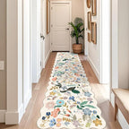 Washable 3x12 Hallway Runner Rug: Soft Floral Scalloped Runners - Image 2