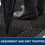 Smiry Front Door Mat Outside Entrance, Heavy Duty Sturdy Natural Rubber Doormat - Image 3