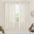 LAMIT 68 inch Semi Sheer Linen Curtains 2 Panels Set, Cream Ivory Light by LAMIT