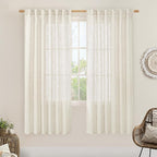 LAMIT 68 inch Semi Sheer Linen Curtains 2 Panels Set, Cream Ivory Light by LAMIT