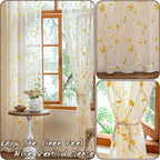 AmHoo 2 Panels Embroidered Leaf Pattern Semi Sheer Curtains Foliage Floral - Image 5