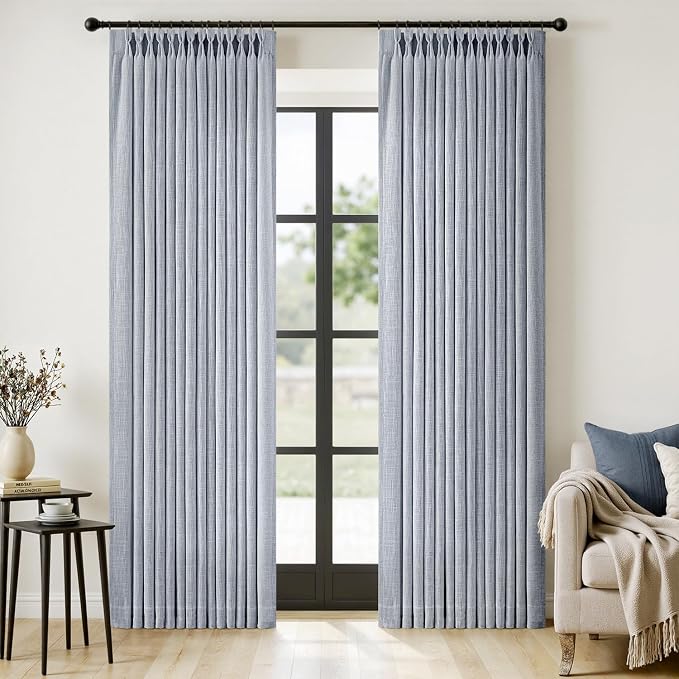 MIULEE Pinch Pleated Thick Linen Curtains 84 Inches Long 2 Panels by MIULEE