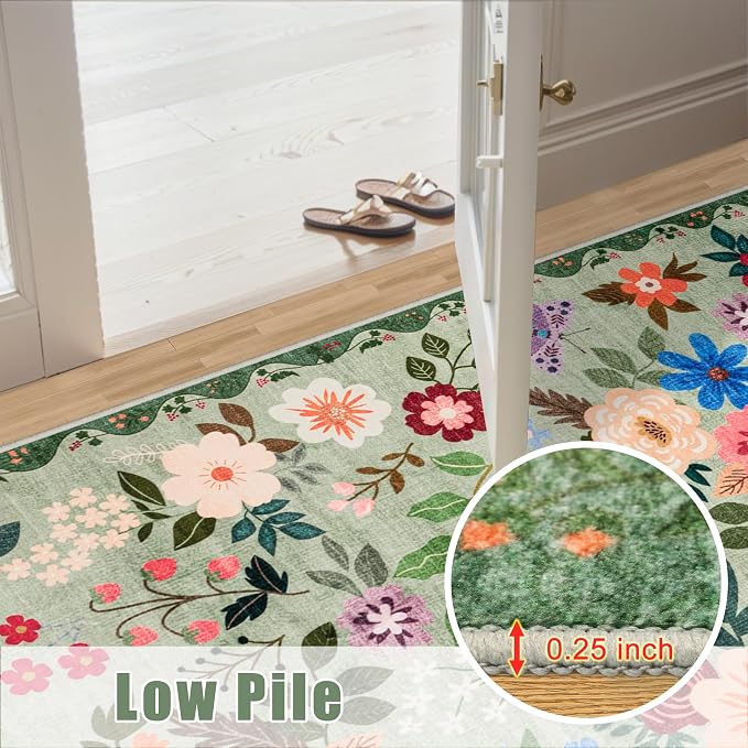 10x14 Area Rugs for Living Room: Floral Washable Rug Vintage Large Soft Boho - Image 8