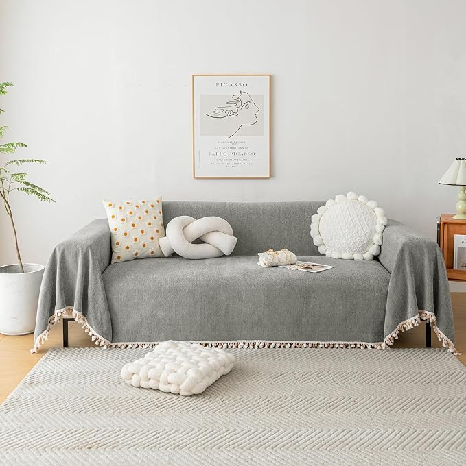 HANDONTIME Couch Slipcovers for Sofas Dark Grey Couch Cover Sofa Cover for Dogs by HANDONTIME